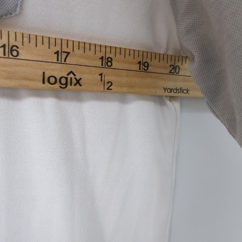 TravisMathew Polo Shirt Men Medium Gray White Colorblock Pocket Golf Casual Golf - Picture 7 of 9